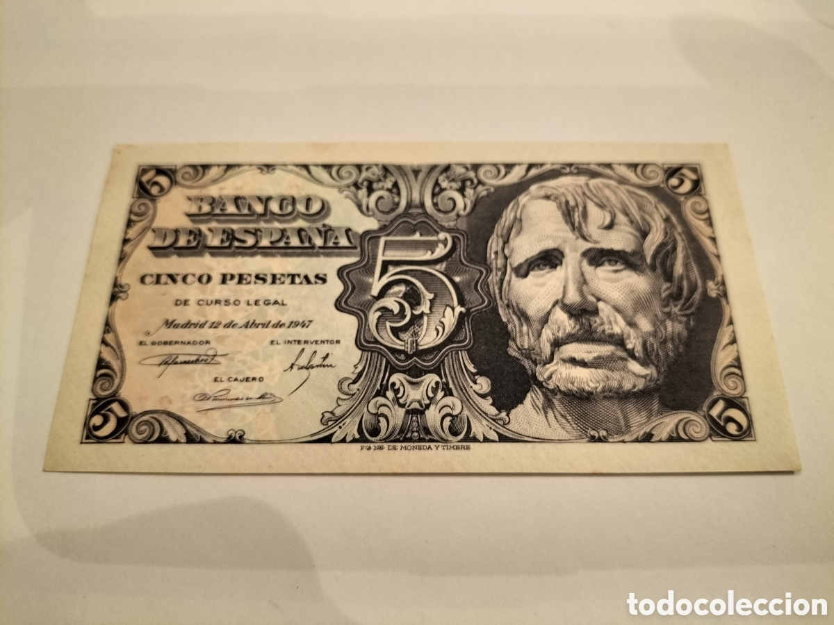 Billetes espa&ntilde;oles: Billete sin circular de 5 pesetas de seneca - Foto 1