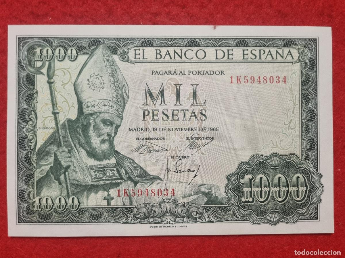 Billetes espa&ntilde;oles: BILLETE 1000 PESETAS 1965 EBC SERIE 1K ORIGINAL T034