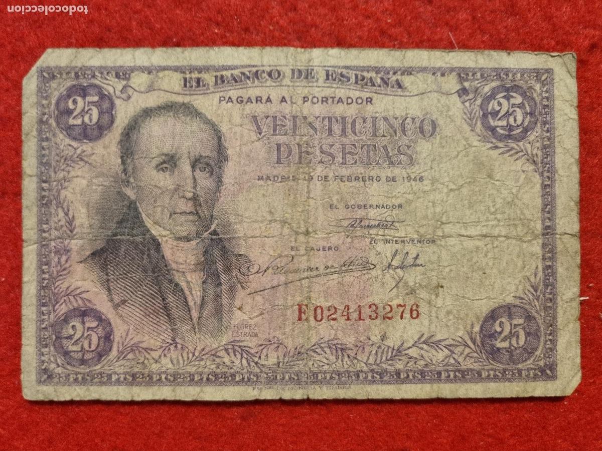 Billetes espa&ntilde;oles: BILLETE 25 PESETAS 1946 MBC-- SERIE F ORIGINAL T276