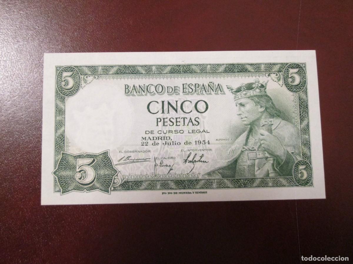 Billetes espa&ntilde;oles: BILLETE 5 PESETAS 1954 SC - Foto 3
