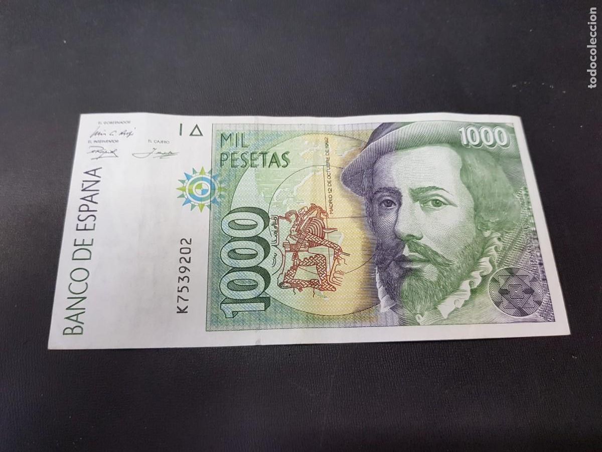 Notas espanholas: 1000 PESETAS-12 DE OCTUBRE DE 1992-SERIE K