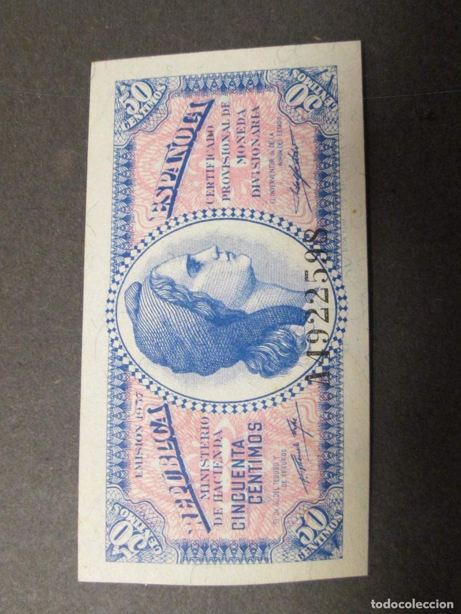 Billetes espa&ntilde;oles: 50 CENTIMOS 1937 SIN CIRCULAR SERIE A - Foto 3