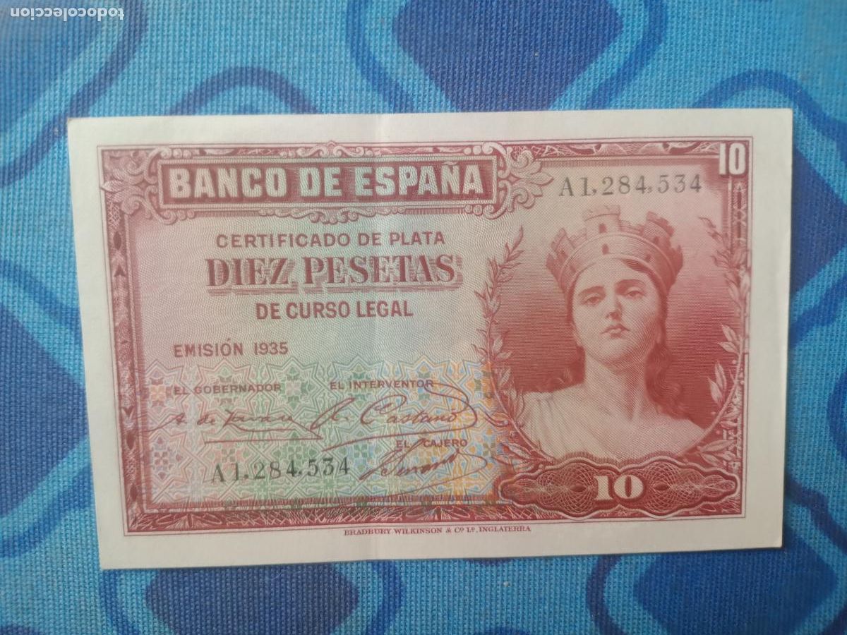 Billetes espa&ntilde;oles: ESPA&Ntilde;A-BILLETE ANTIGUO-10 PESETAS-1935-EBC