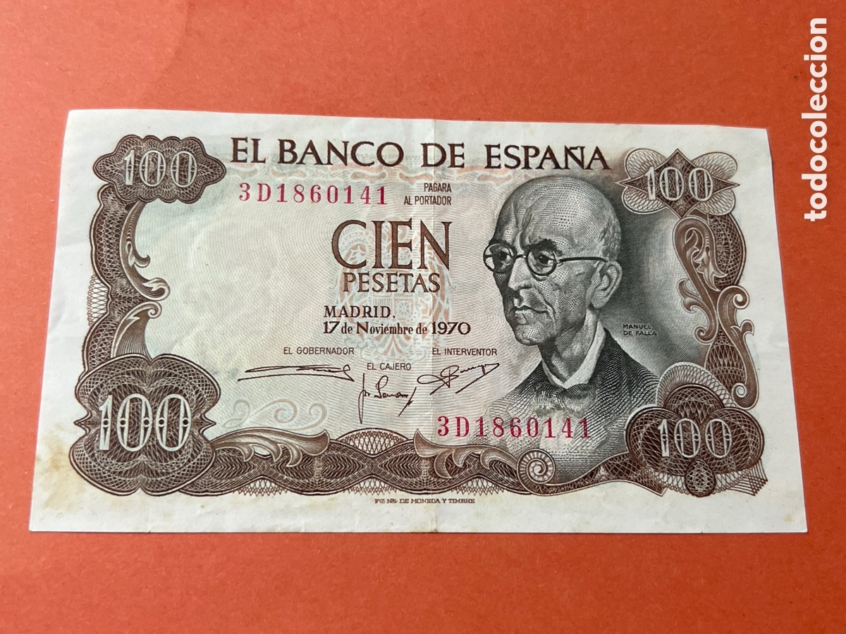 Billetes espa&ntilde;oles: HB113. MANUEL FALLA 100 PTS PESETAS 1970 - Foto 1
