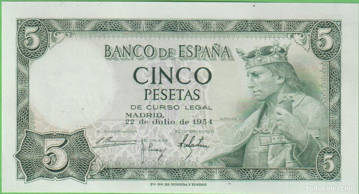 Billets espagnols: BILLETES ESPA&Ntilde;OLES-ESTADO ESPA&Ntilde;OL 5 PESETAS 1954 ( SERIE T ) (SC)