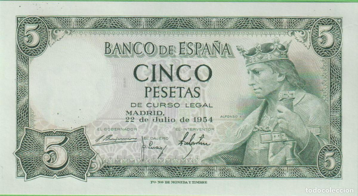 Billets espagnols: BILLETES ESPA&Ntilde;OLES-ESTADO ESPA&Ntilde;OL 5 PESETAS 1954 ( SERIE T ) (SC)
