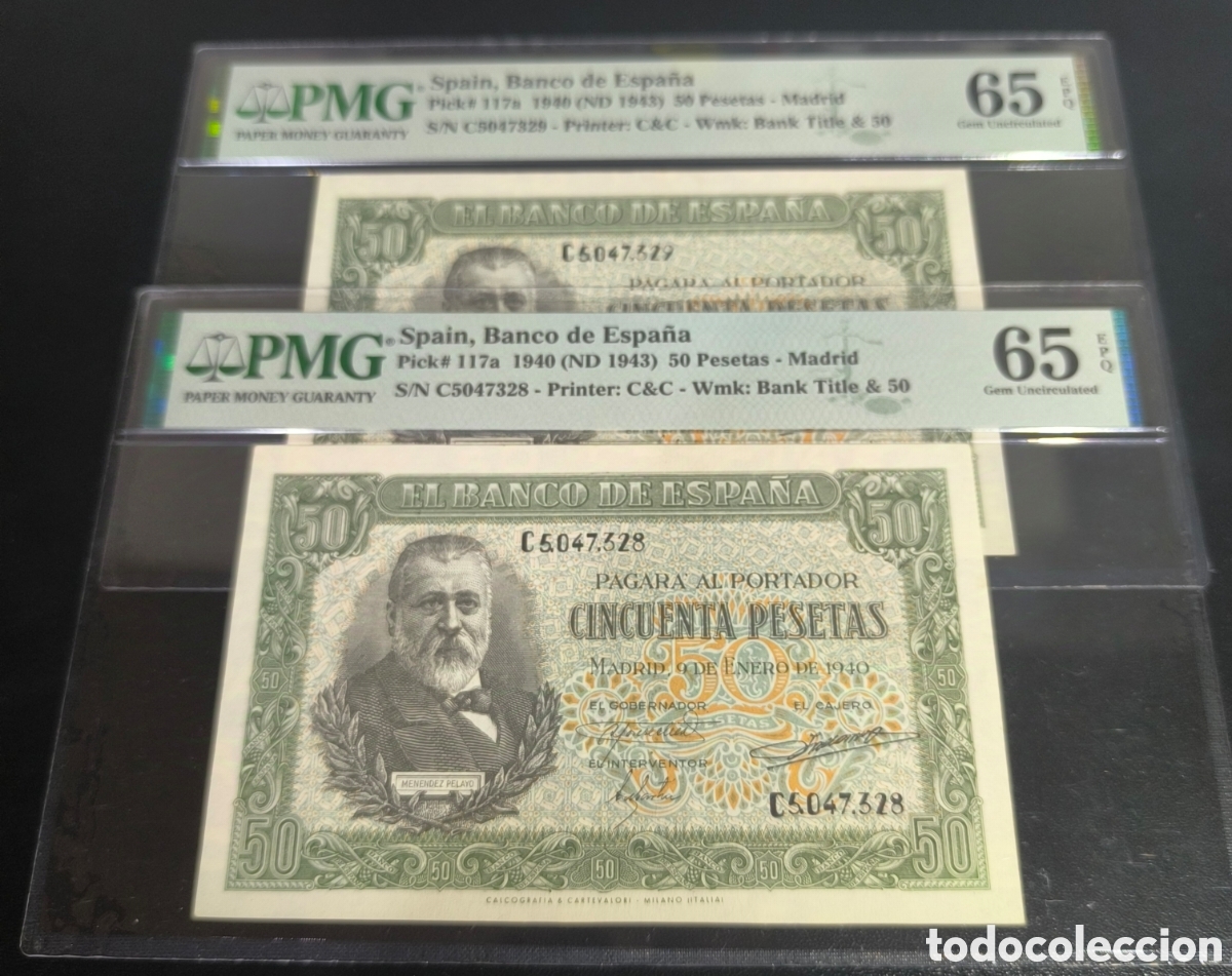 Billets espagnols: 50 pesetas 1940 PMG pareja
