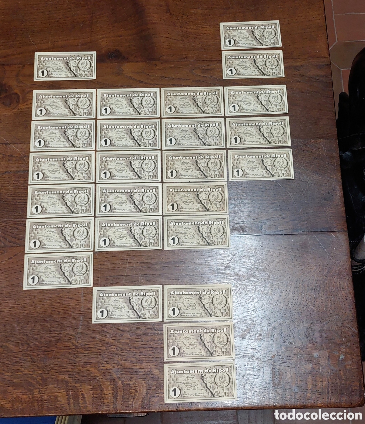 Billetes espa&ntilde;oles: 1937 - 1 peseta Ripoll (26 billetes) - n&deg; correlativos Serie 31.000 Ayuntamiento de Ripoll