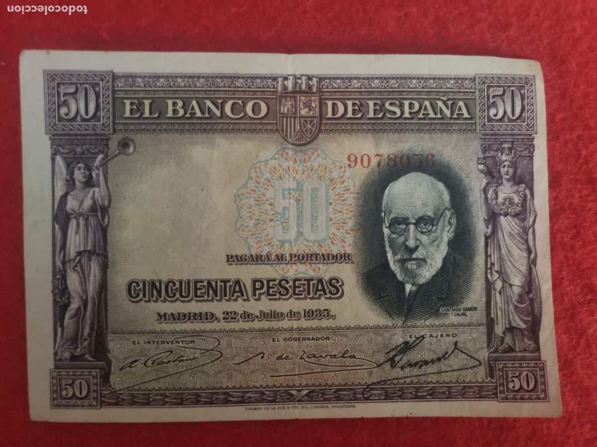 Billetes espa&ntilde;oles: BILLETE 50 PESETAS 1935 MBC SIN SERIE ORIGINAL T056 +