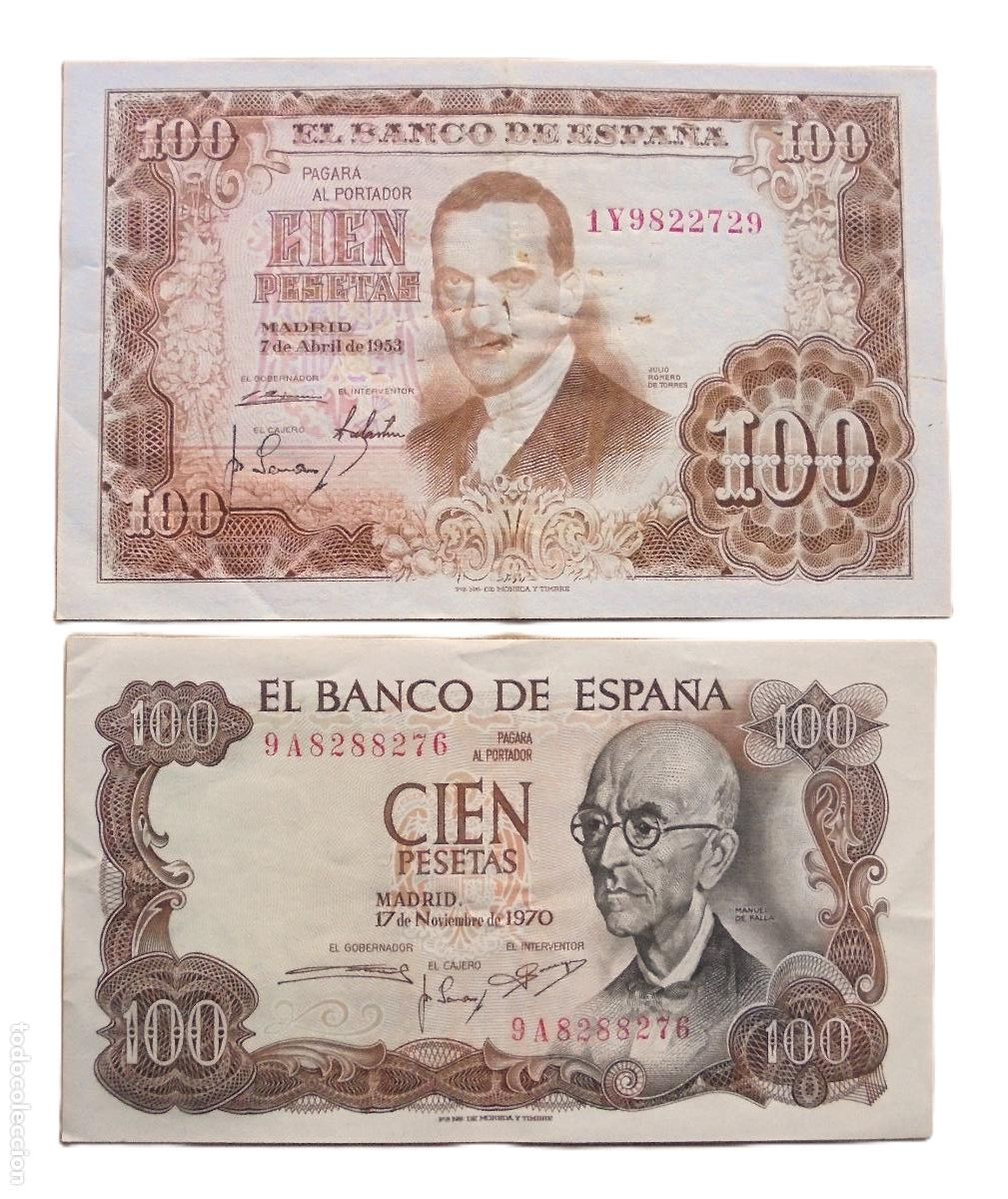 Spanish Banknotes: Billetes de 100 pesetas 1953 y 1970
