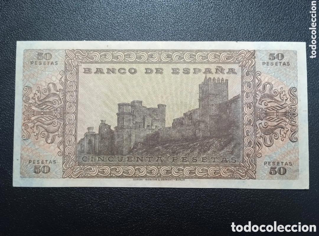 Billetes espa&ntilde;oles: Espa&ntilde;a 50 pesetas 1938 EBC+ - Foto 2