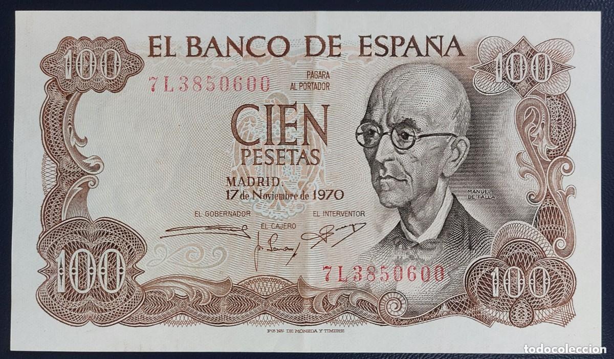 Billetes espa&ntilde;oles: ESPA&Ntilde;A 100 Pesetas 1970 Manuel de Falla (EBC) - Foto 1