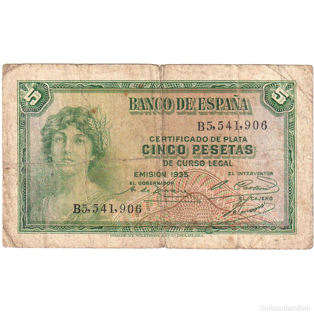 Billetes espa&ntilde;oles: [#1292881] Espa&ntilde;a, 5 Pesetas, BC - Foto 1