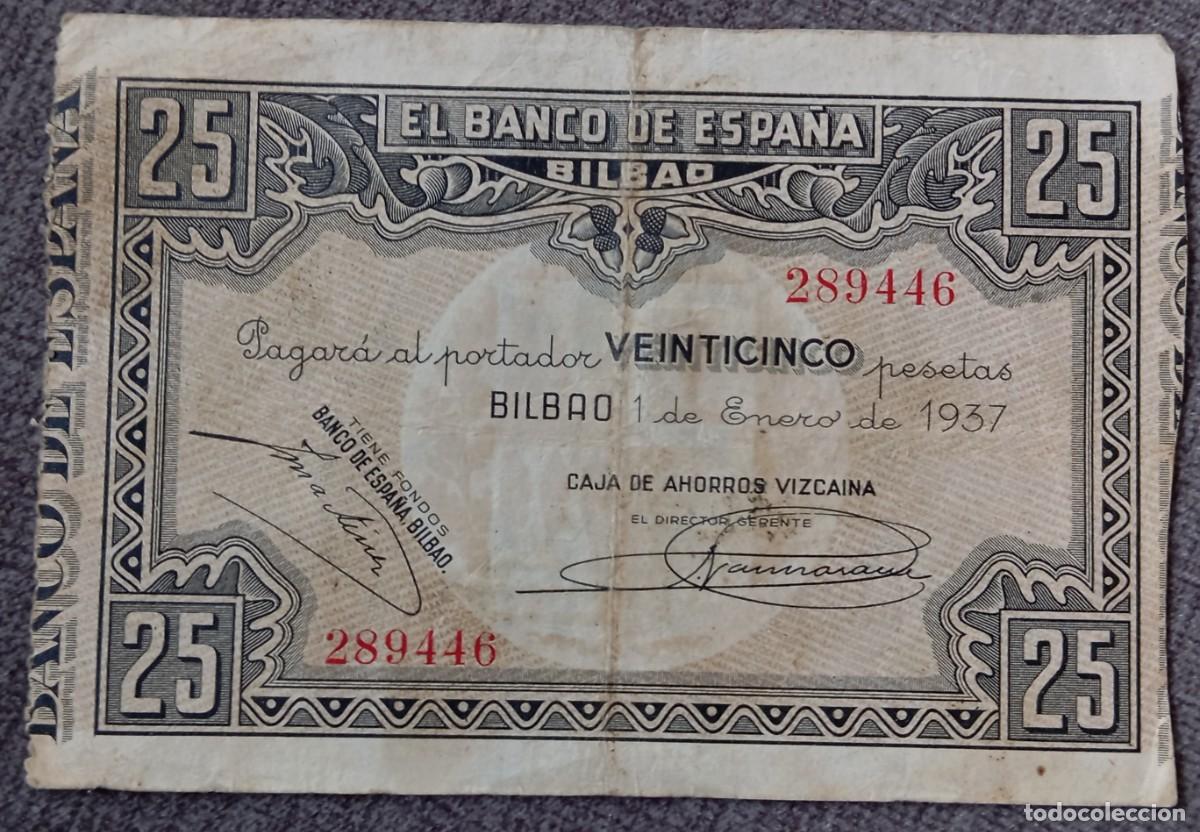 Billetes espa&ntilde;oles: 25 pesetas 1937 Bilbao (MBC-) - Foto 1