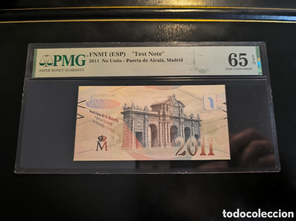 Billetes espa&ntilde;oles: Test note puerta de Alcal&aacute; PMG 65 fnmt pesetas - Foto 1