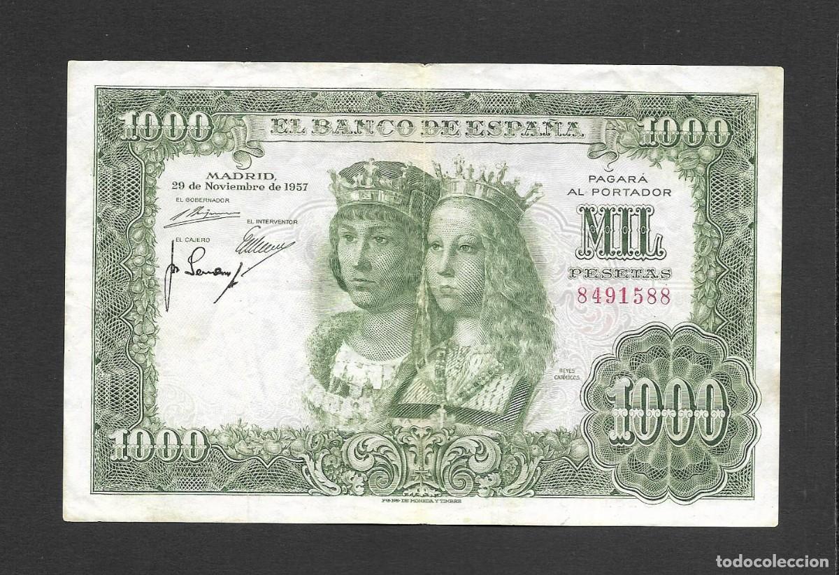 Billetes espa&ntilde;oles: 1000 PESETAS 1957 SIN SERIE MBC-