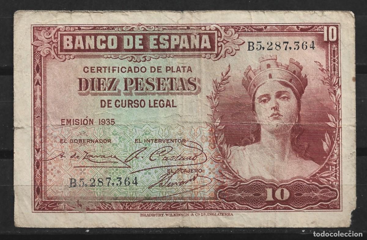 Billetes espa&ntilde;oles: Espa&ntilde;a. 10 pesetas. Alegor&iacute;a. - Foto 1
