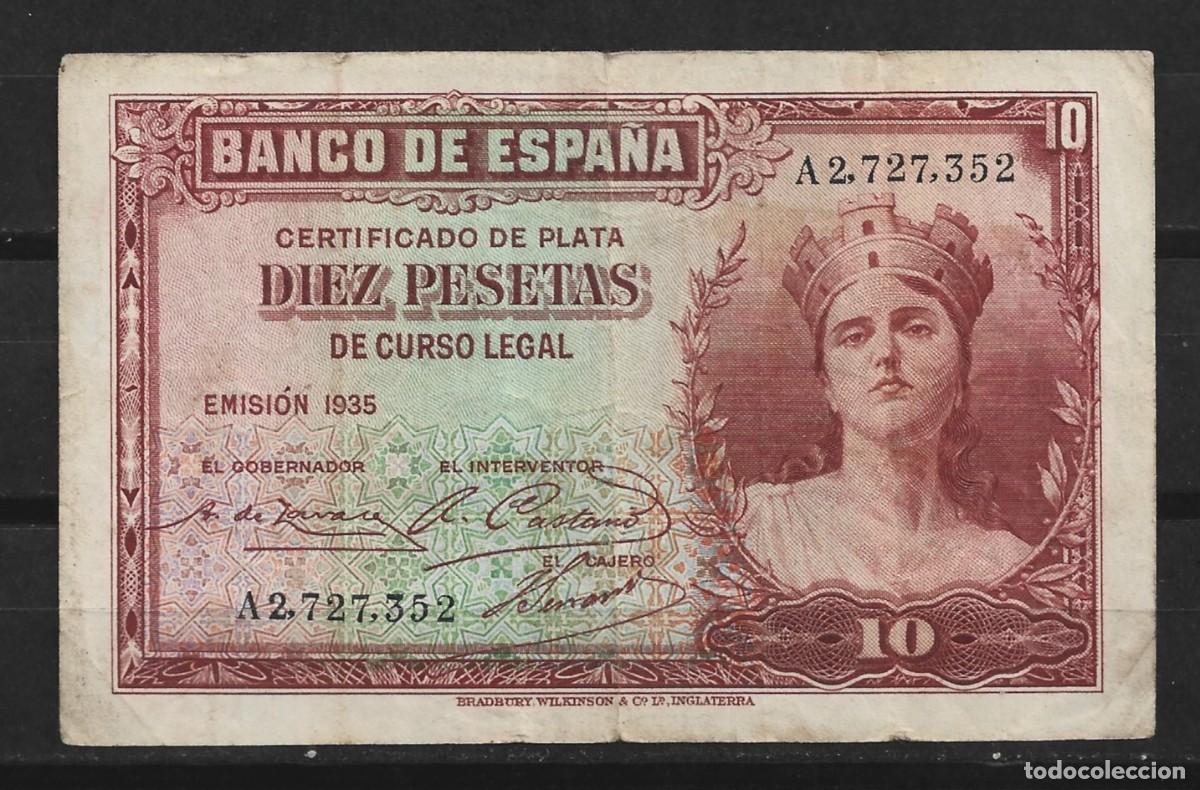 Billetes espa&ntilde;oles: Espa&ntilde;a. 10 pesetas. Alegor&iacute;a. - Foto 1