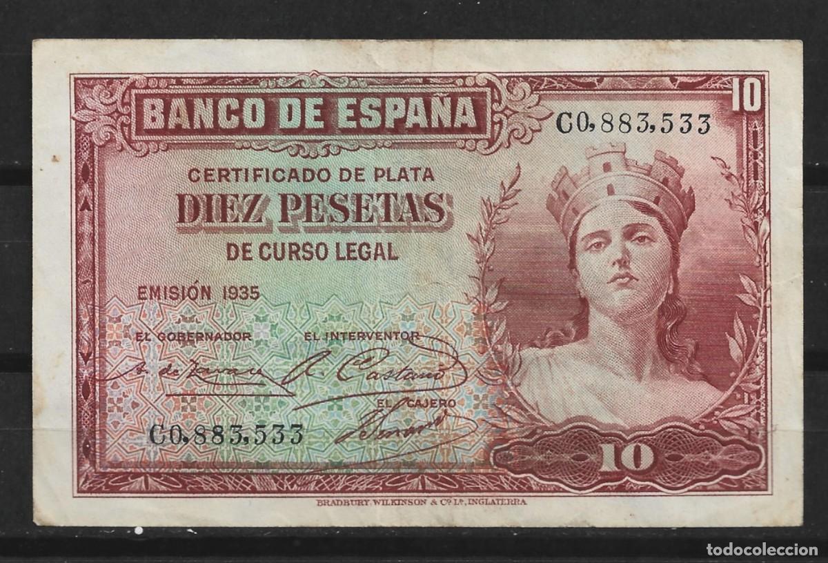 Billetes espa&ntilde;oles: Espa&ntilde;a. 10 pesetas. Alegor&iacute;a. - Foto 1