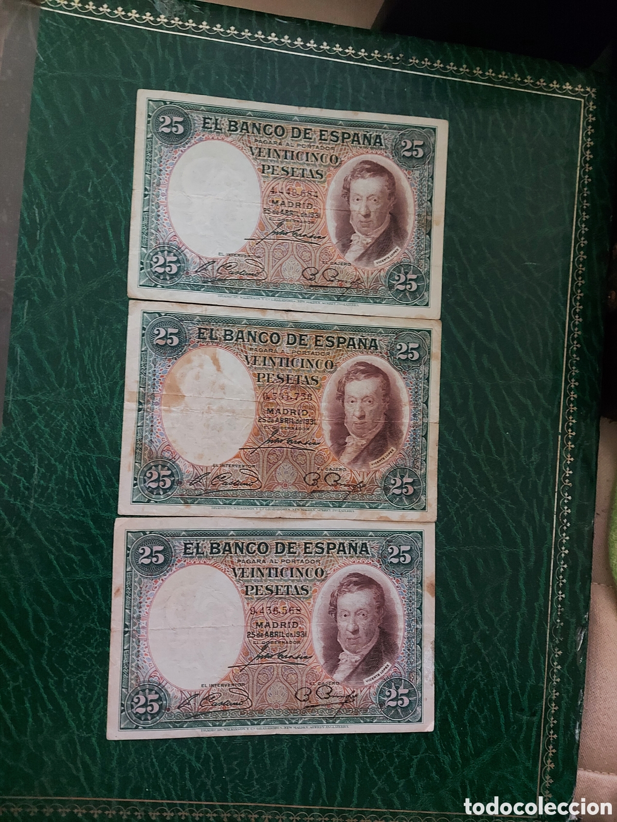 Billetes espa&ntilde;oles: 3 billetes de Spain 1931 - Foto 2