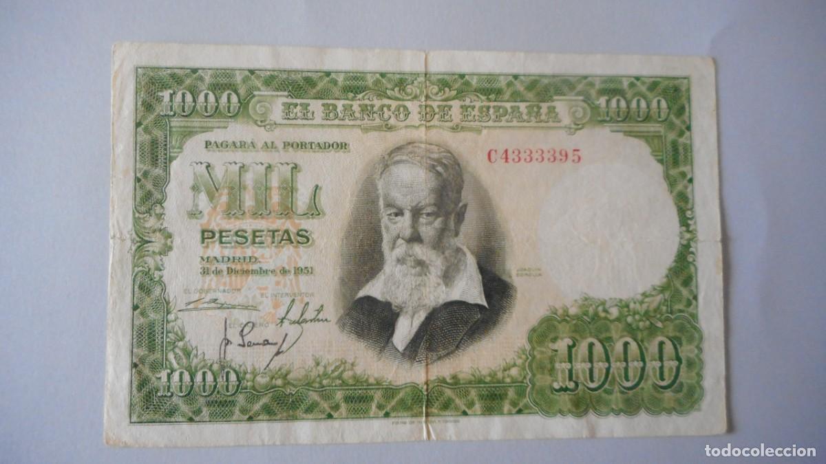 Billetes espa&ntilde;oles: 1000 PESETAS 1951 MBC+ - Foto 1