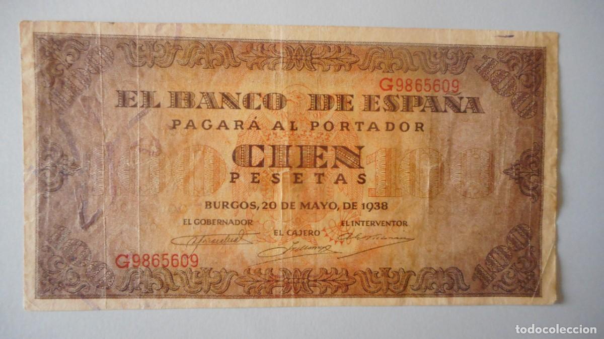 Billetes espa&ntilde;oles: 100 PESETAS 1938 MBC+ - Foto 1