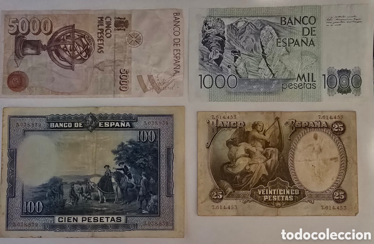 Billetes espa&ntilde;oles: Lote de 4 billetes espa&ntilde;oles - Foto 2