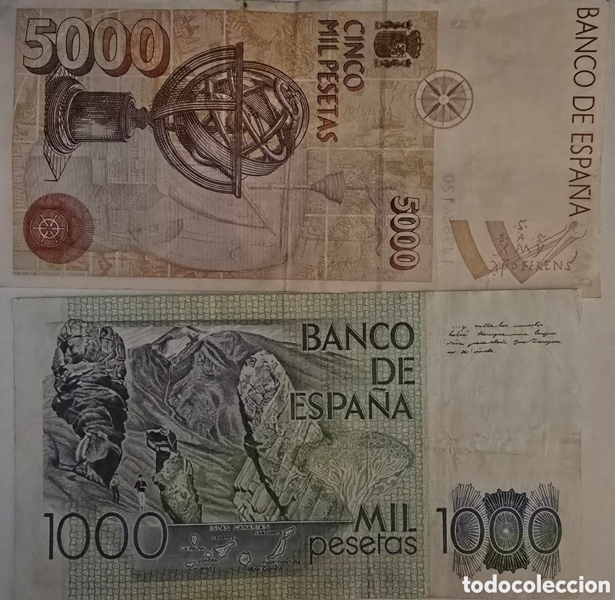 Billetes espa&ntilde;oles: Conjunto de 4 billetes espa&ntilde;oles - Foto 2