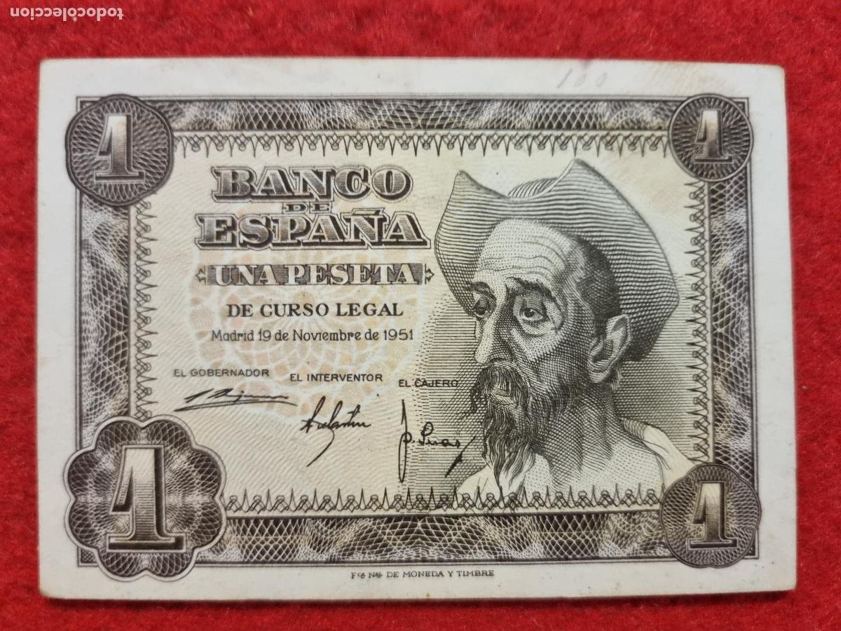 Spanische Banknoten: BILLETE 1 PESETA 1951 EBC SERIE Q ORIGINAL T218