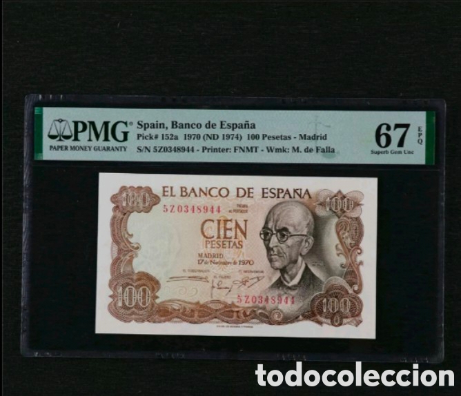 Billetes espa&ntilde;oles: Billete de 100 pesetas PMG67 - Foto 1