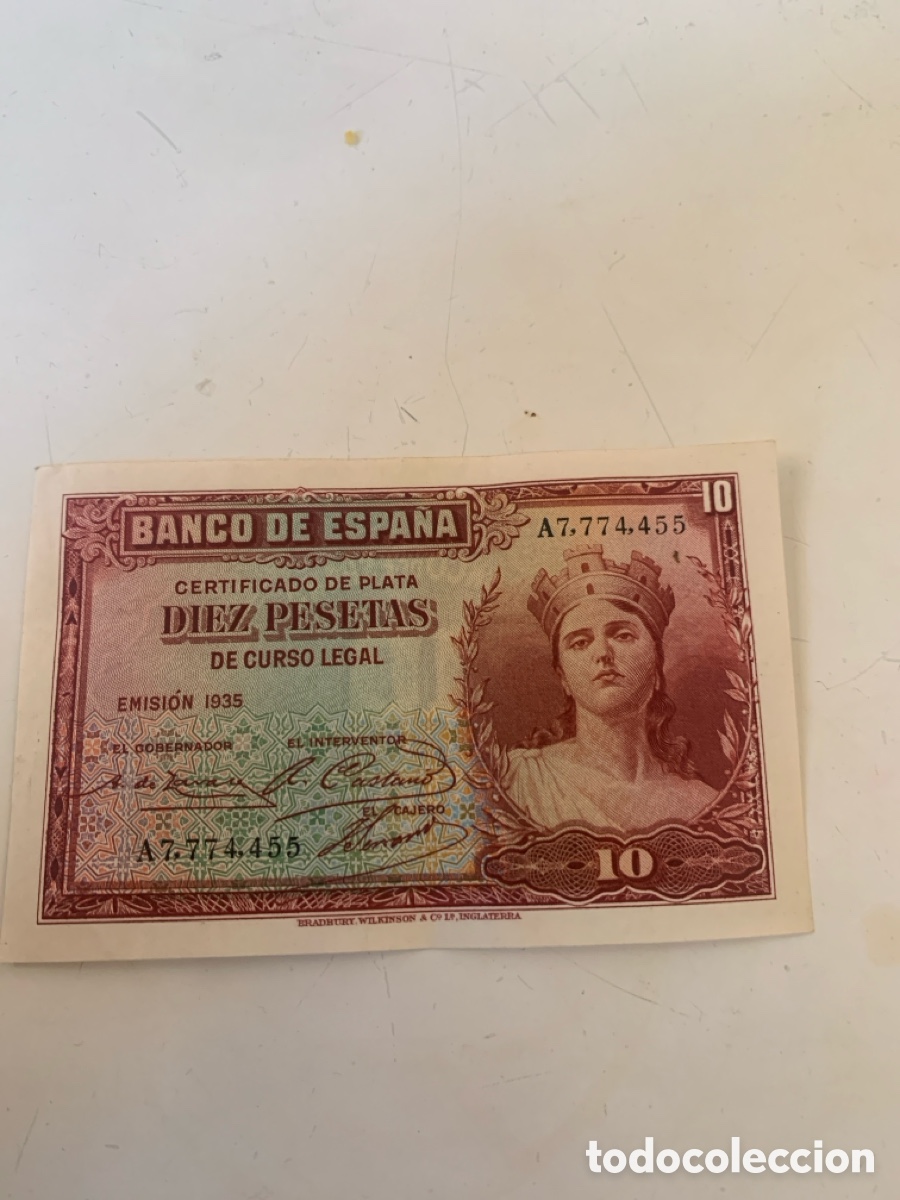 Billetes espa&ntilde;oles: Diez pesetas emisi&oacute;n 1935 - Foto 1