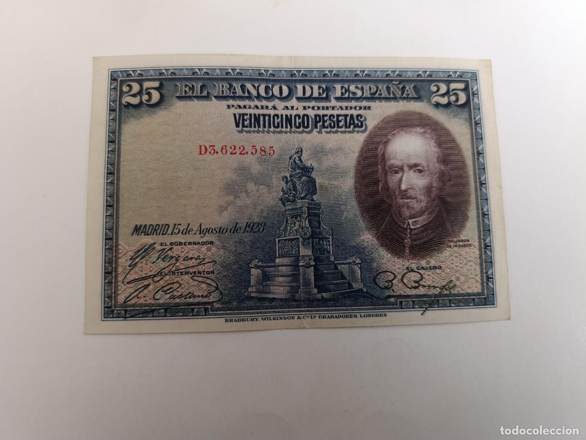 Billetes espa&ntilde;oles: 25 pesetas 1928 serie D - Foto 1
