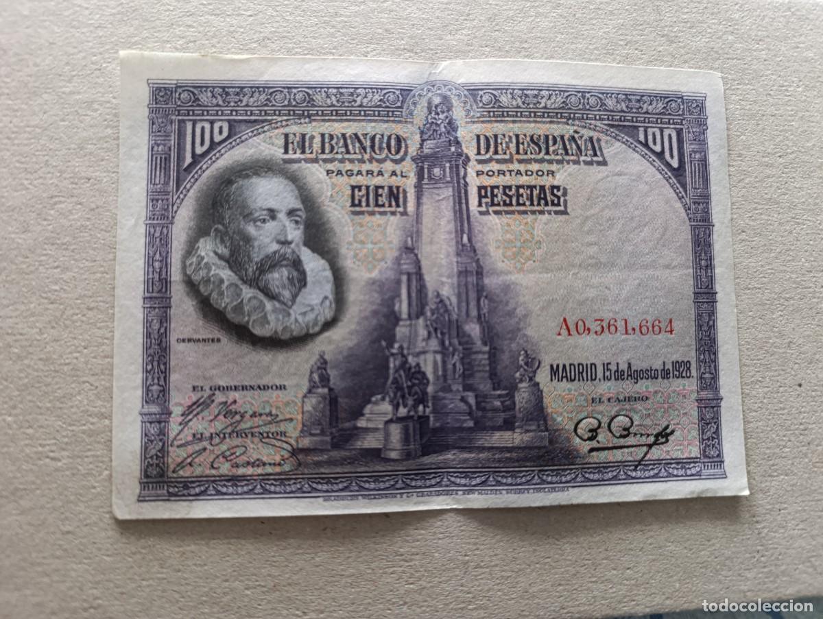 Billetes espa&ntilde;oles: 100 pesetas 1928 serie A - Foto 1
