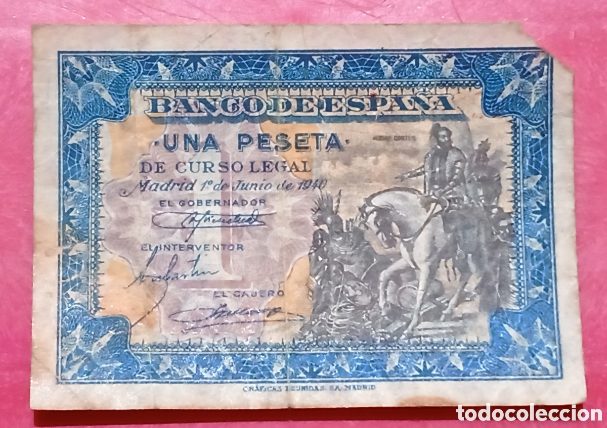 Banconote spagnole: 1 peseta 1 Junio 1940 - F2225437 - RC