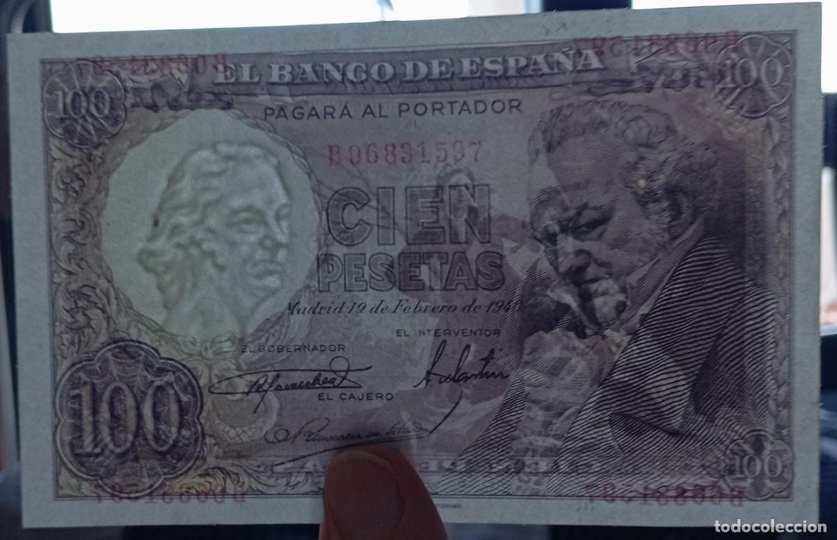 Billetes espa&ntilde;oles: 100 pesetas 1946 serie B (EBC-) - Foto 3