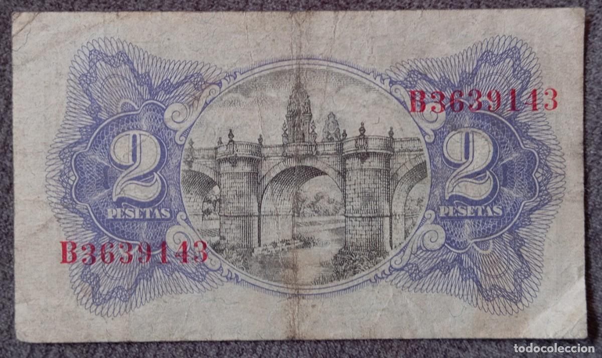 Billetes espa&ntilde;oles: 2 pesetas 1938 serie B (MBC-) - Foto 2