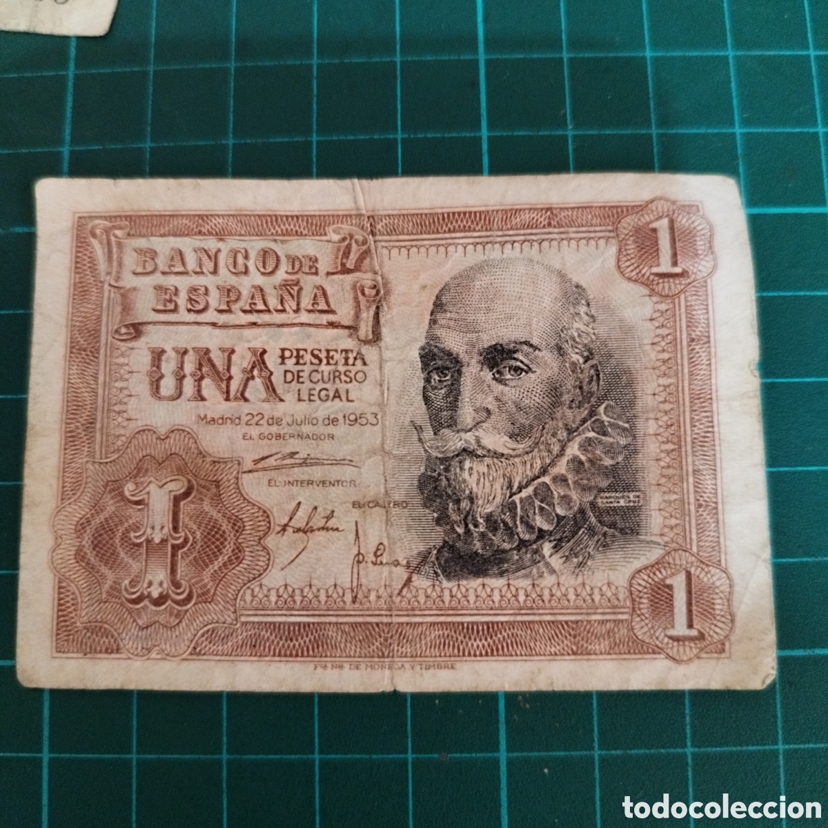 Billetes espa&ntilde;oles: Lote 7 billetes antiguos 1 peseta 1953 &ndash; Miguel de Cervantes &ndash; Banco de Espa&ntilde;a