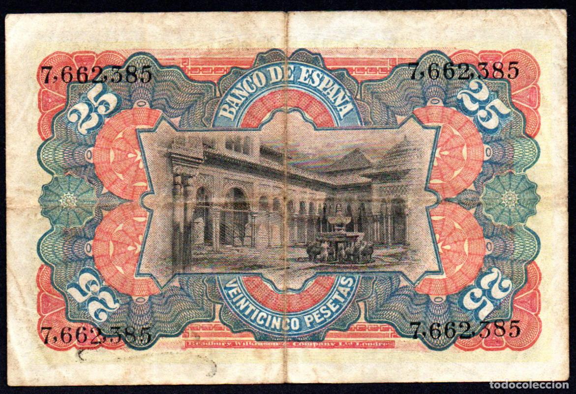 Billetes espa&ntilde;oles: 25 PESETAS JULIO 1907 - Foto 2