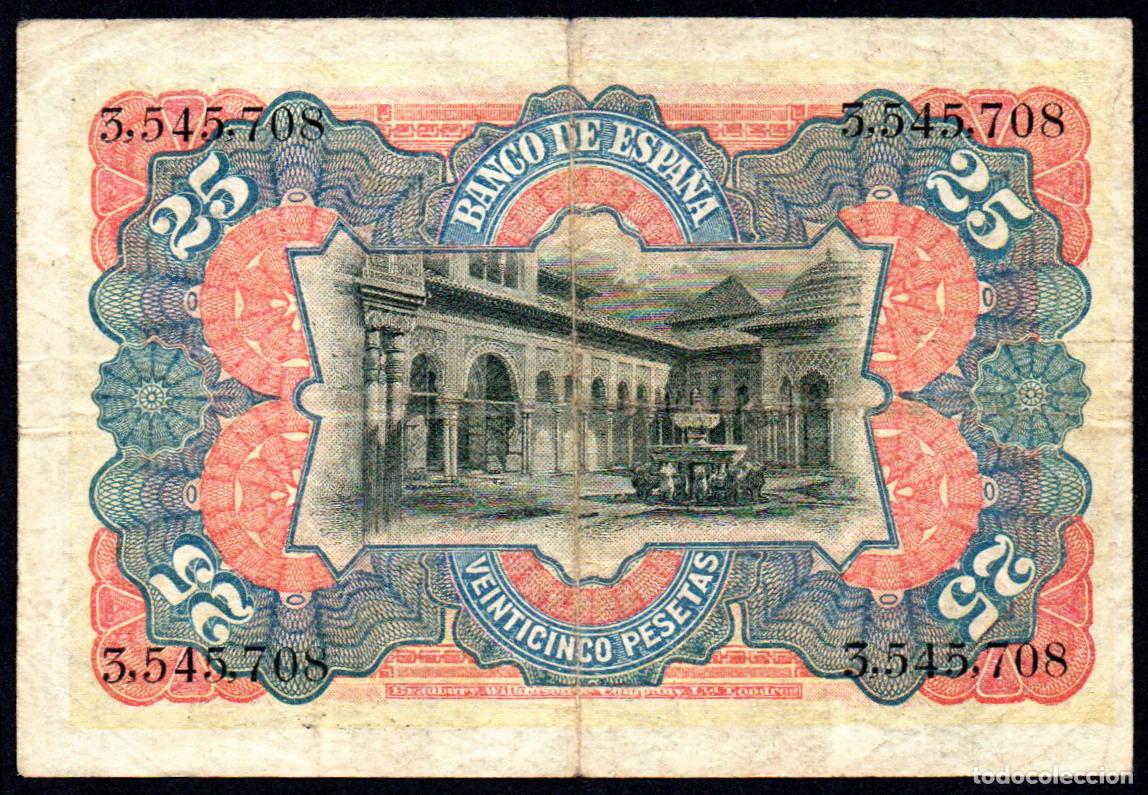 Billetes espa&ntilde;oles: 25 PESETAS JULIO 1907 - Foto 2