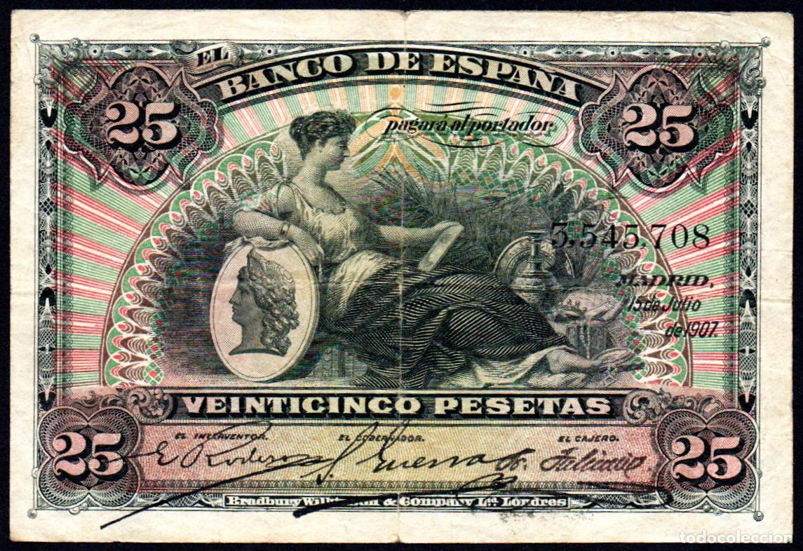 Billetes espa&ntilde;oles: 25 PESETAS JULIO 1907 - Foto 1