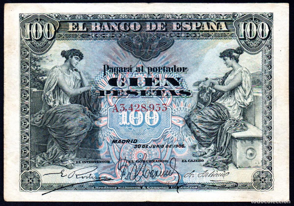 Billetes espa&ntilde;oles: 100 PESETAS JUNIO 1906 - SERIE A - Foto 1