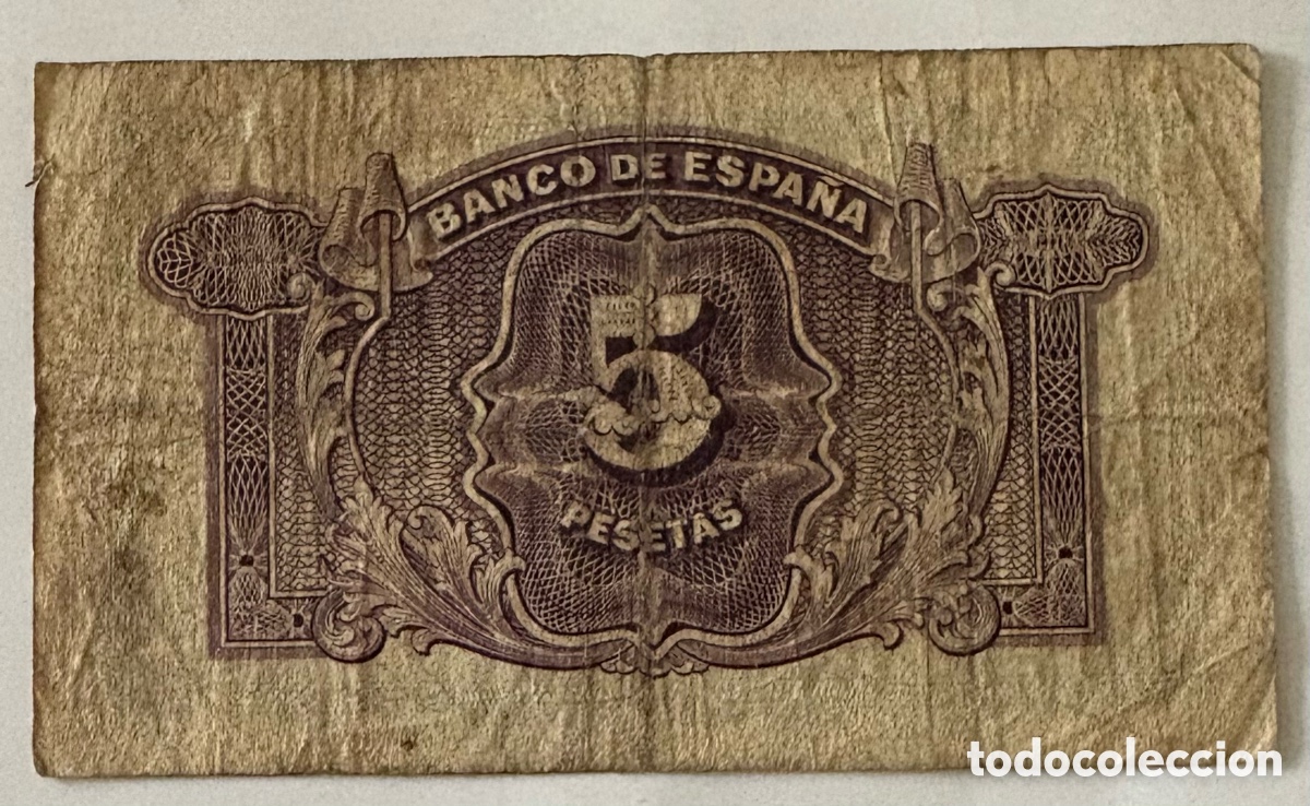 Billetes espa&ntilde;oles: Espa&ntilde;a - 5 pesetas 1935 - Foto 2