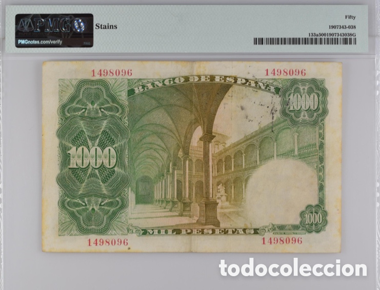 Billetes espa&ntilde;oles: Pmg 50 / 1000 pesetas 1946 Uncirculated - Foto 2