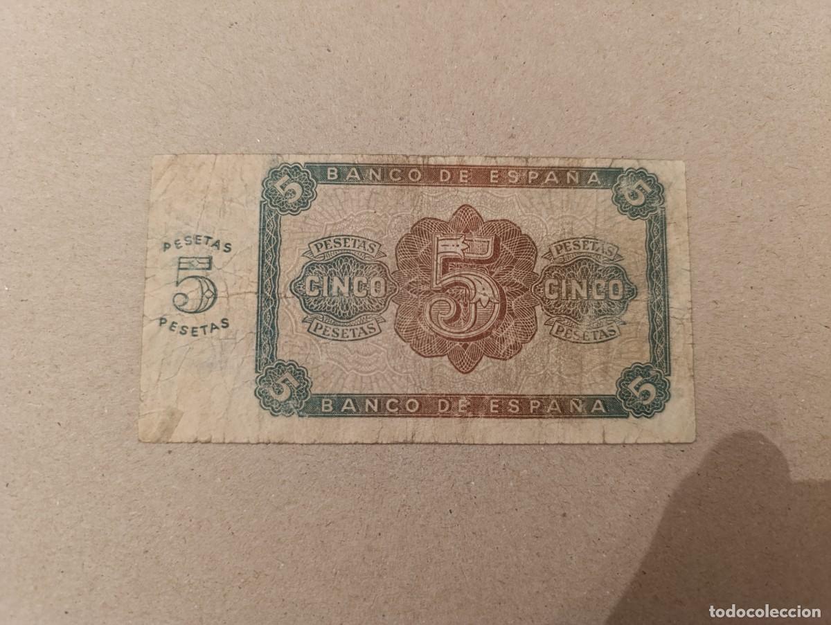 Billetes espa&ntilde;oles: Billete 5 pesetas 1938 - Foto 2