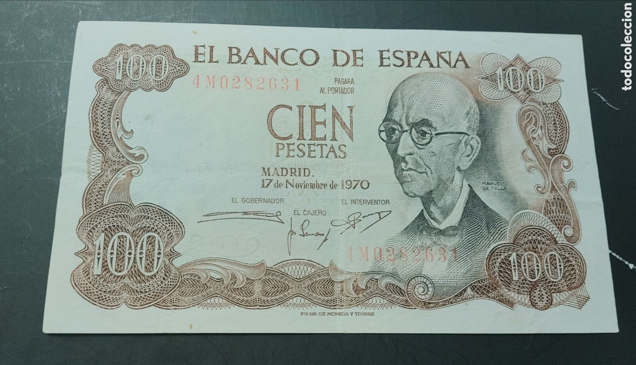 Billetes espa&ntilde;oles: CIEN PESETAS MANUEL DE FALLA 1970 ERROR EBC - Foto 2