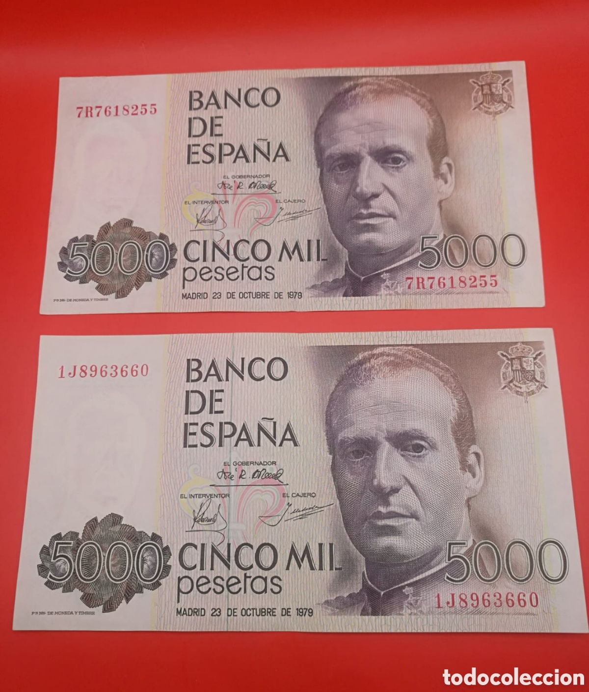 Billetes espa&ntilde;oles: Dos bitlletes de 5000 pesetas 1979 - Foto 1