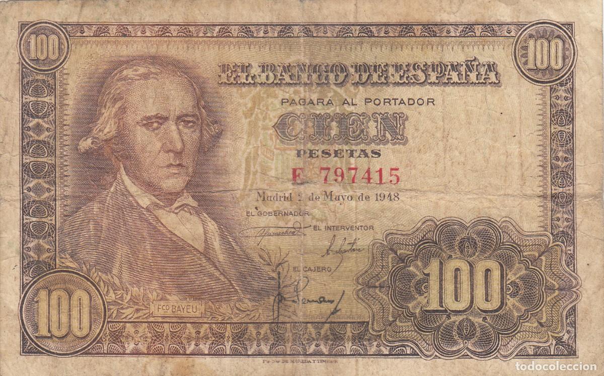 Billetes espa&ntilde;oles: BILLETE: 100 PESETAS 1948 / SERIE E - Foto 1