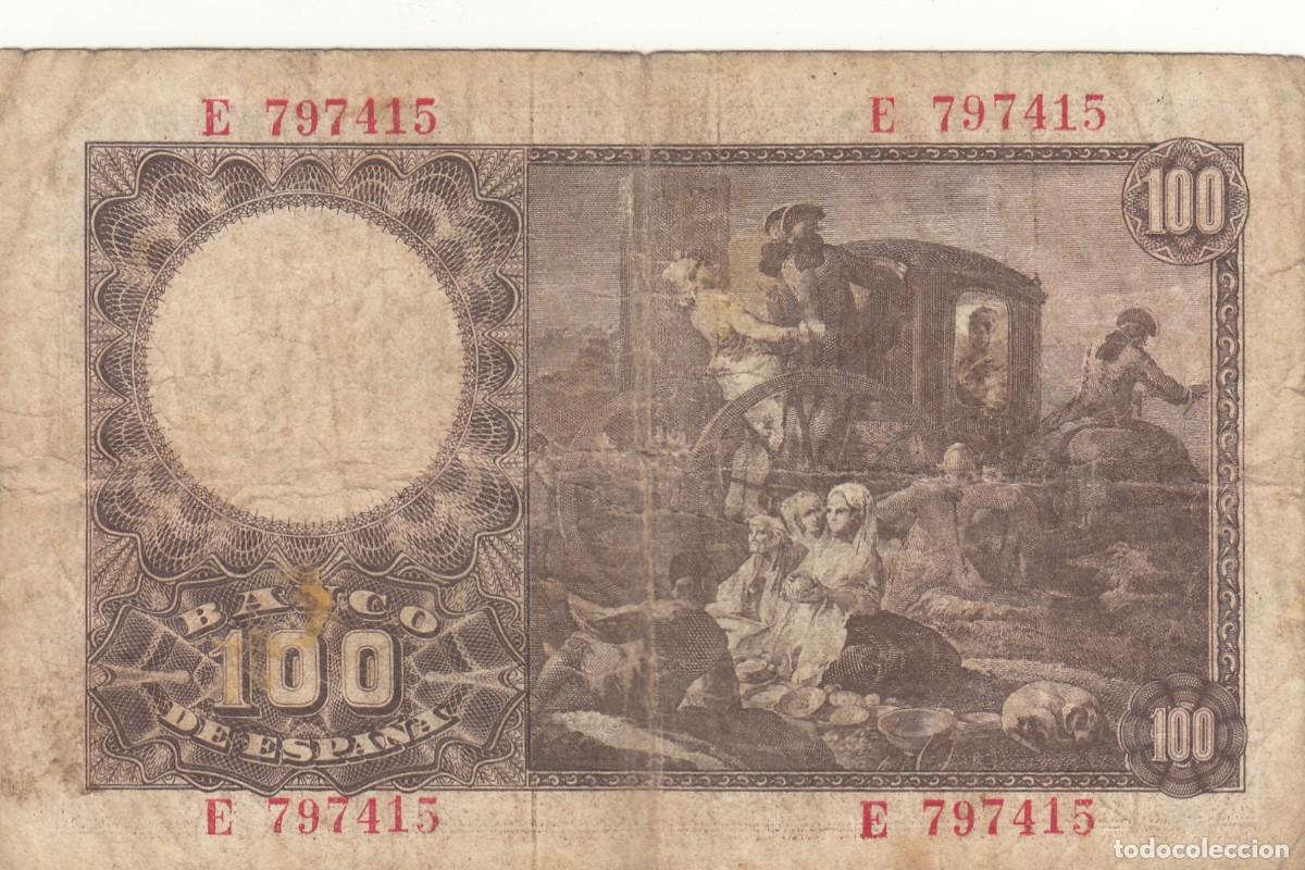 Billetes espa&ntilde;oles: BILLETE: 100 PESETAS 1948 / SERIE E - Foto 2