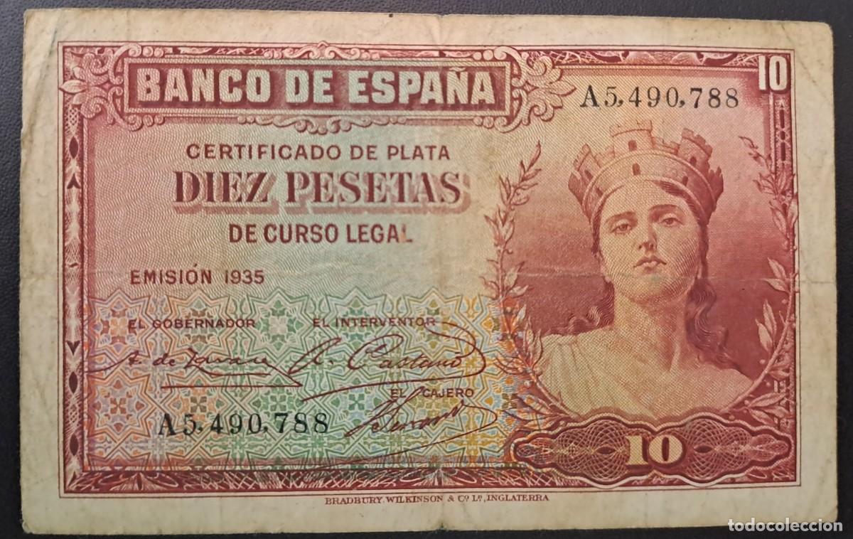 Billetes espa&ntilde;oles: Billete de Espa&ntilde;a 10 pta 1935 - Foto 1