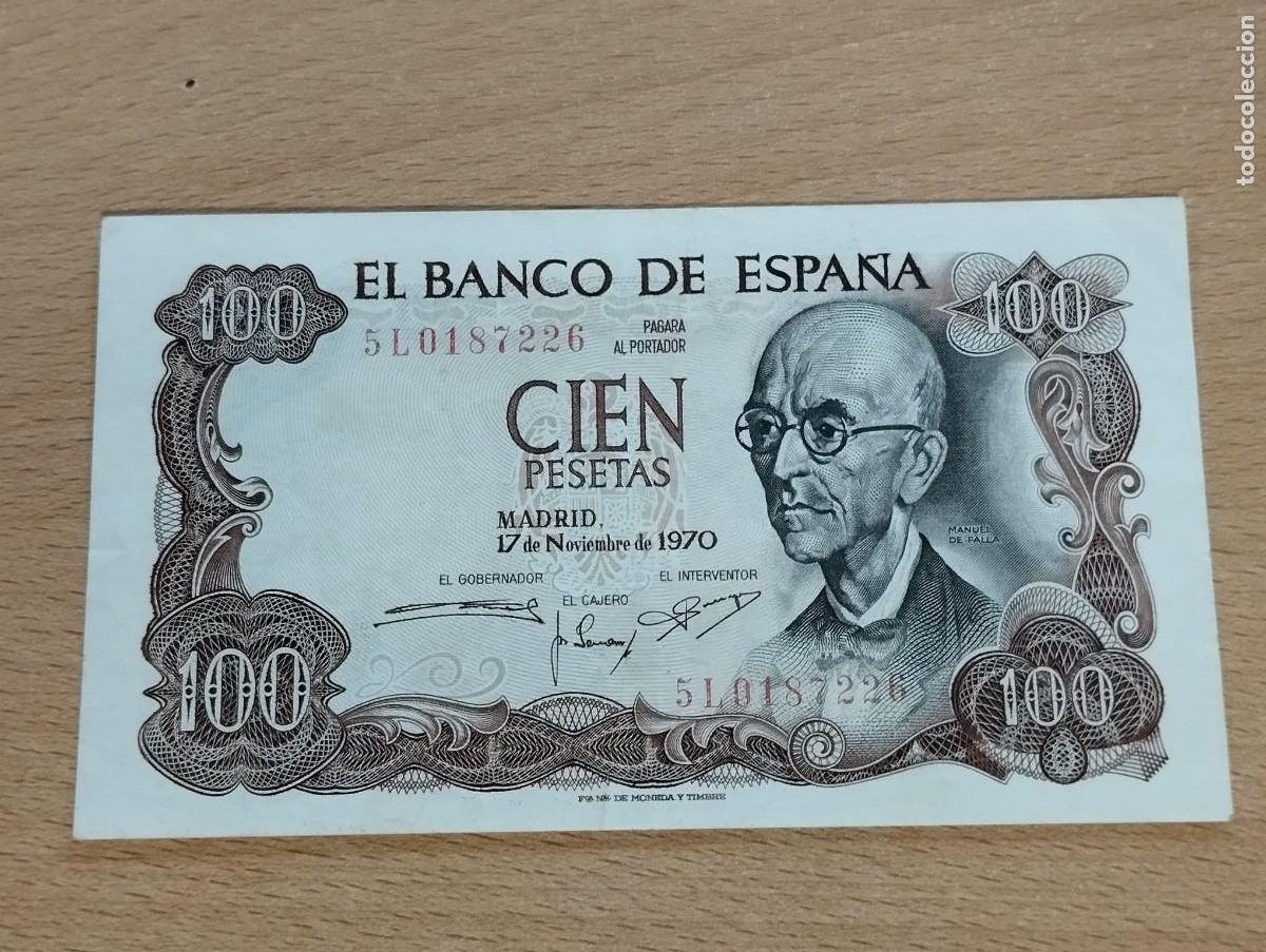 Billetes espa&ntilde;oles: Billete 100 ptas. 1970 Manuel de Falla S/C - Foto 1
